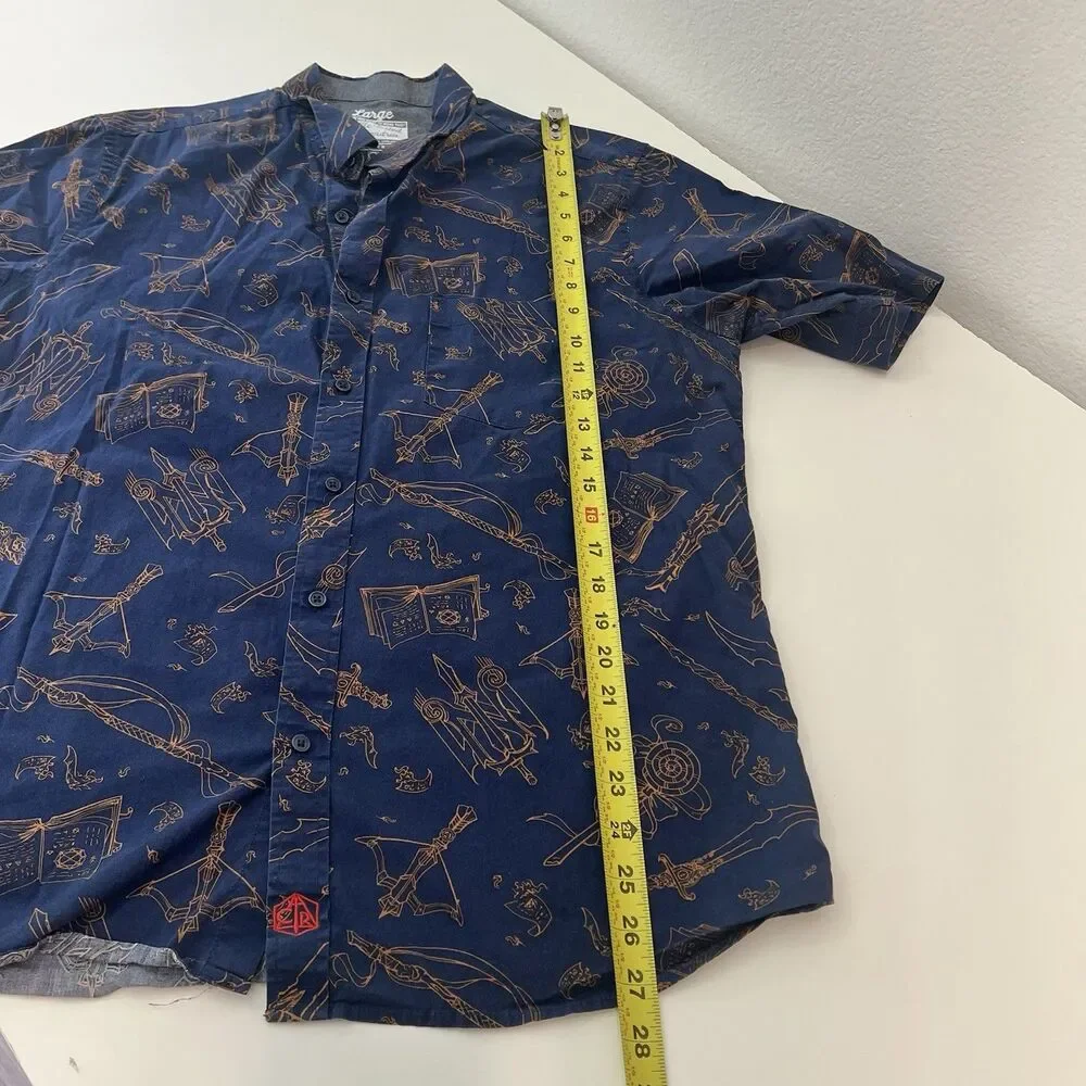 Critical Role Mighty Nein Weapons Button Up Short Sleeve Shirt Size Large Navy - Picture 7 of 7